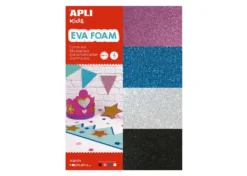 Apli Gomma Crepla Glitter Colori Assortiti 4 fogli 30cmx21cm