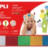 Apli Gomma Crepla Glitter 5 fogli assortiti Rosso, Blu, Argento, Oro, Verde 60cmx40cm