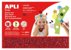 Apli Gomma Crepla Glitter Rosso 3 fogli 60cmx40cm