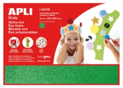 Apli Gomma Crepla Glitter Verde 3 fogli 60cmx40cm