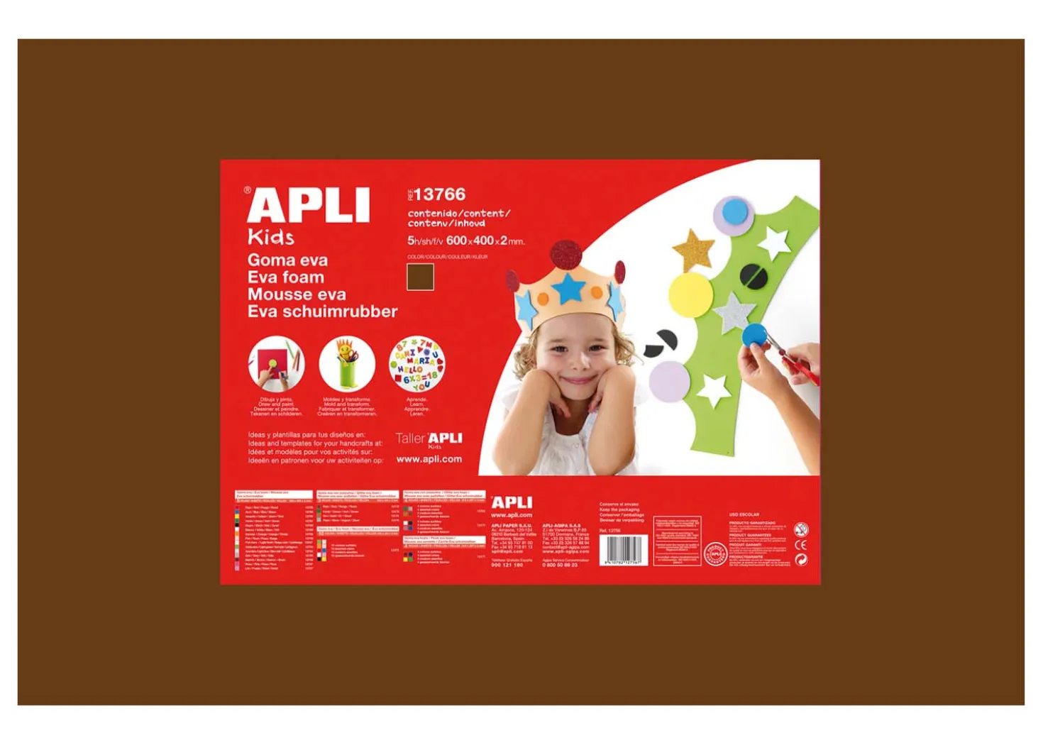 Apli Gomma Crepla Marrone 5 fogli 60cmx40cm