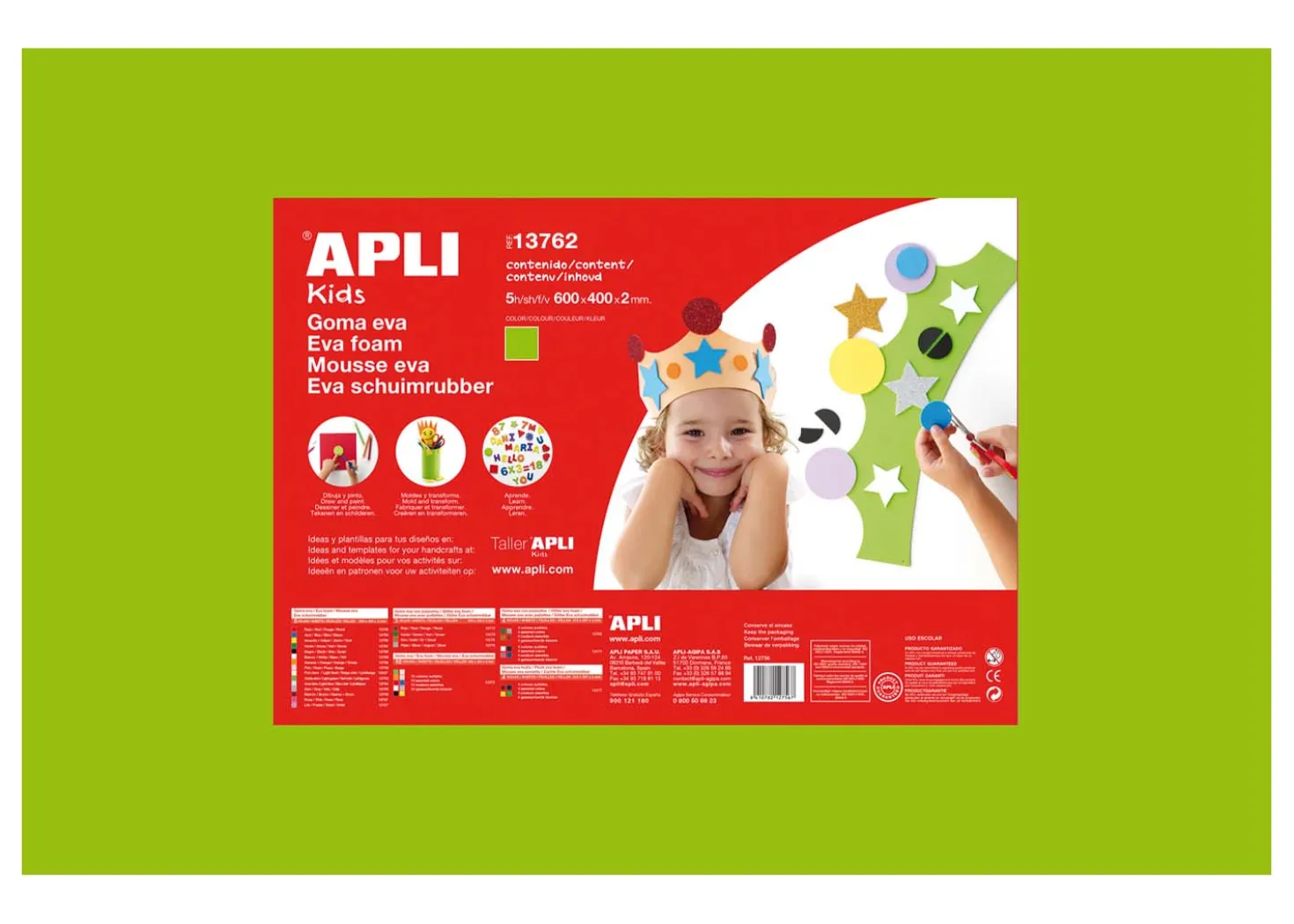 Apli Gomma Crepla Verde Chiaro 5 fogli 60cmx40cm