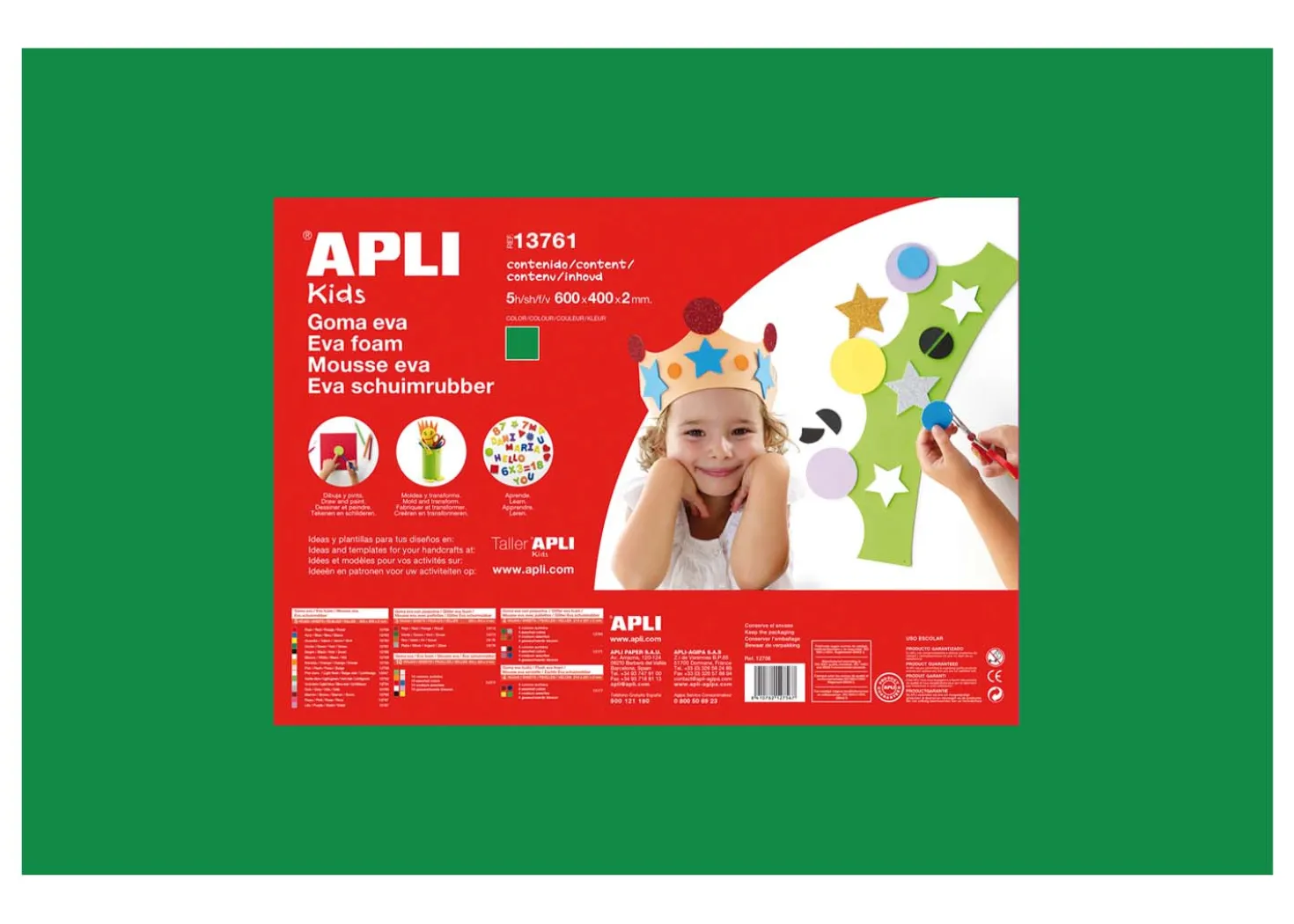Apli Gomma Crepla Verde 5 fogli 60cmx40cm