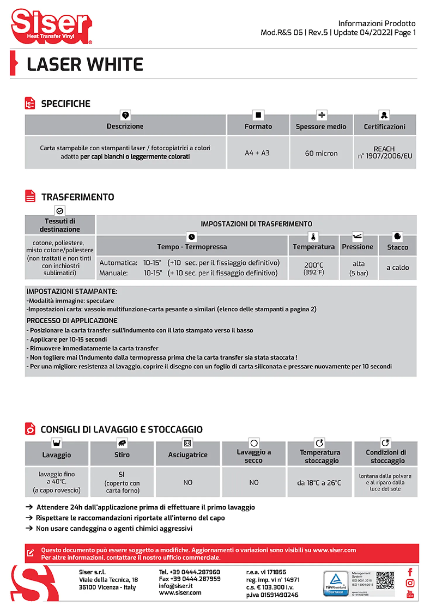 Carta Transfer Stampabile Formato A3 per stampanti Laser – Tessuti Chiari – 10 fogli