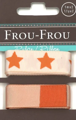 Frou-Frou, 2 nastri in grosgrain arancione e stellato