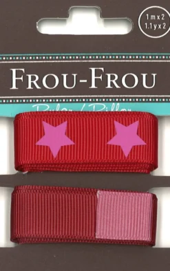 Frou-Frou, 2 nastri in grosgrain rosso e stellato