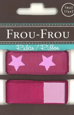 Frou-Frou, 2 nastri in grosgrain magenta e stellato