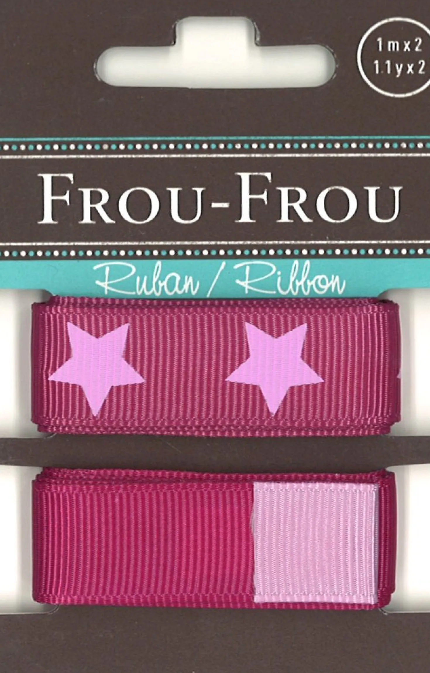 Frou-Frou, 2 nastri in grosgrain magenta e stellato