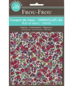 Frou-Frou scampolo di tessuto termoadesivo fiorito rosso