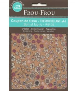 Frou-Frou scampolo di tessuto termoadesivo fiorito giallo