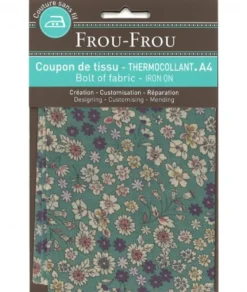 Frou-Frou scampolo di tessuto termoadesivo fiorito blu