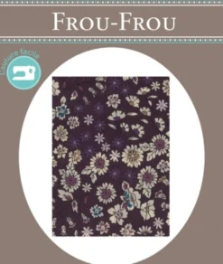 Frou-Frou scampolo di tessuto termoadesivo fiorito prugna