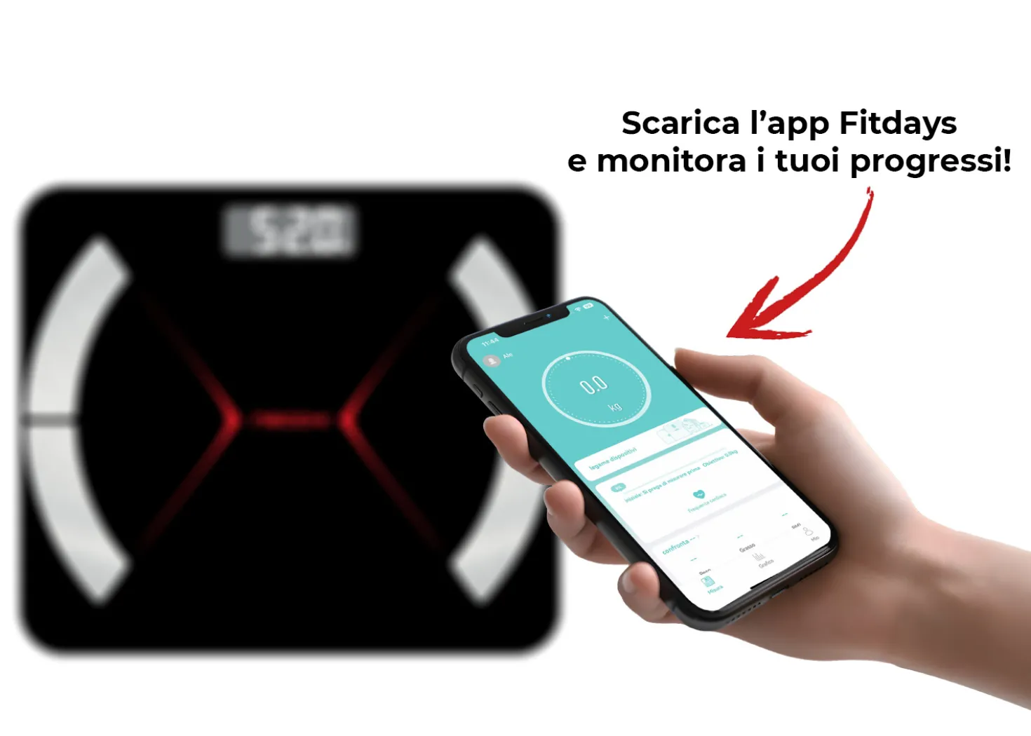 Necchi Bilancia Pesapersone NC220 con Bluetooth e app Fitdays