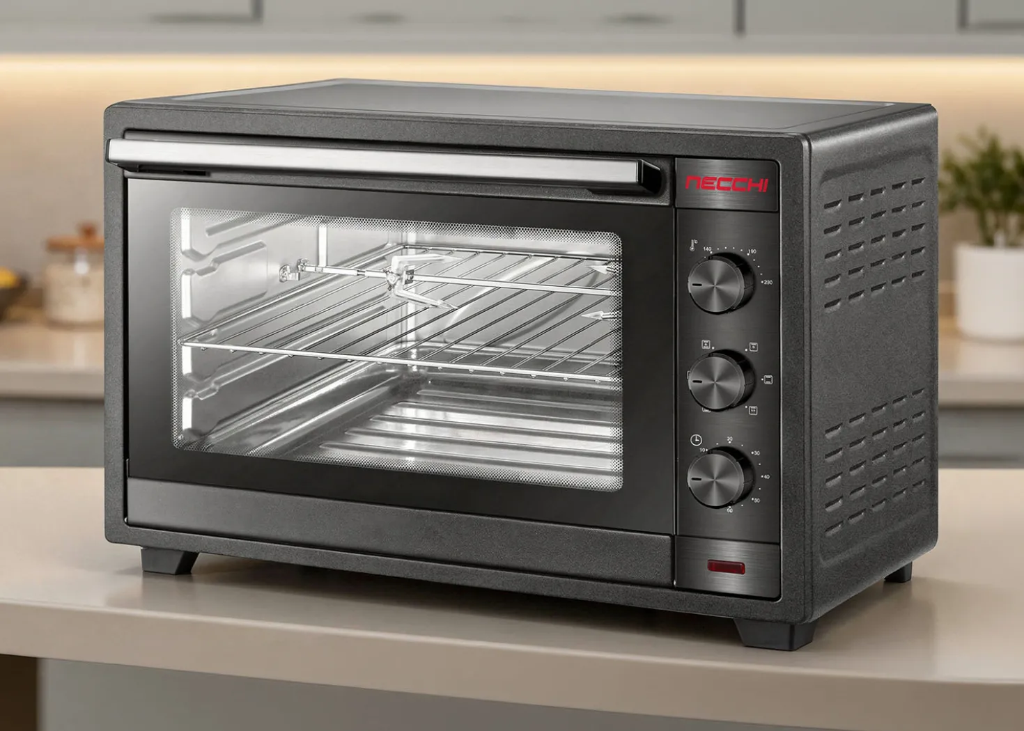 Necchi Forno Elettrico Ventilato 60L con Girarrosto DN60K-RML