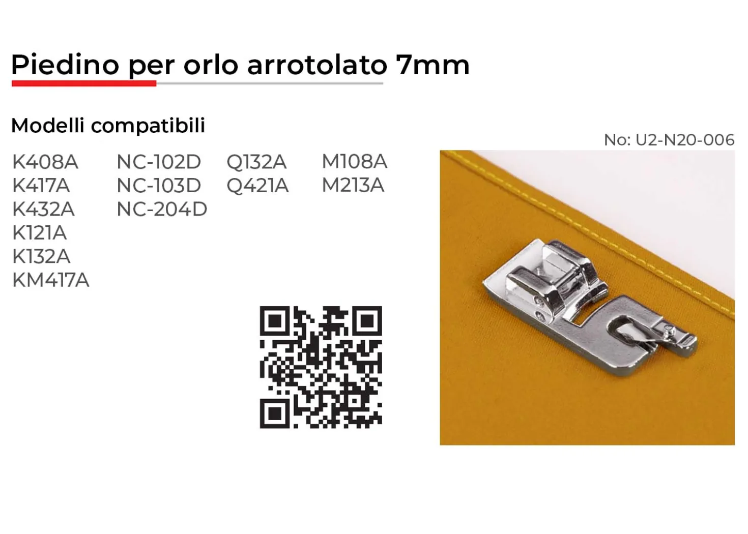 Necchi Piedino per Orlo Arrotolato 7mm