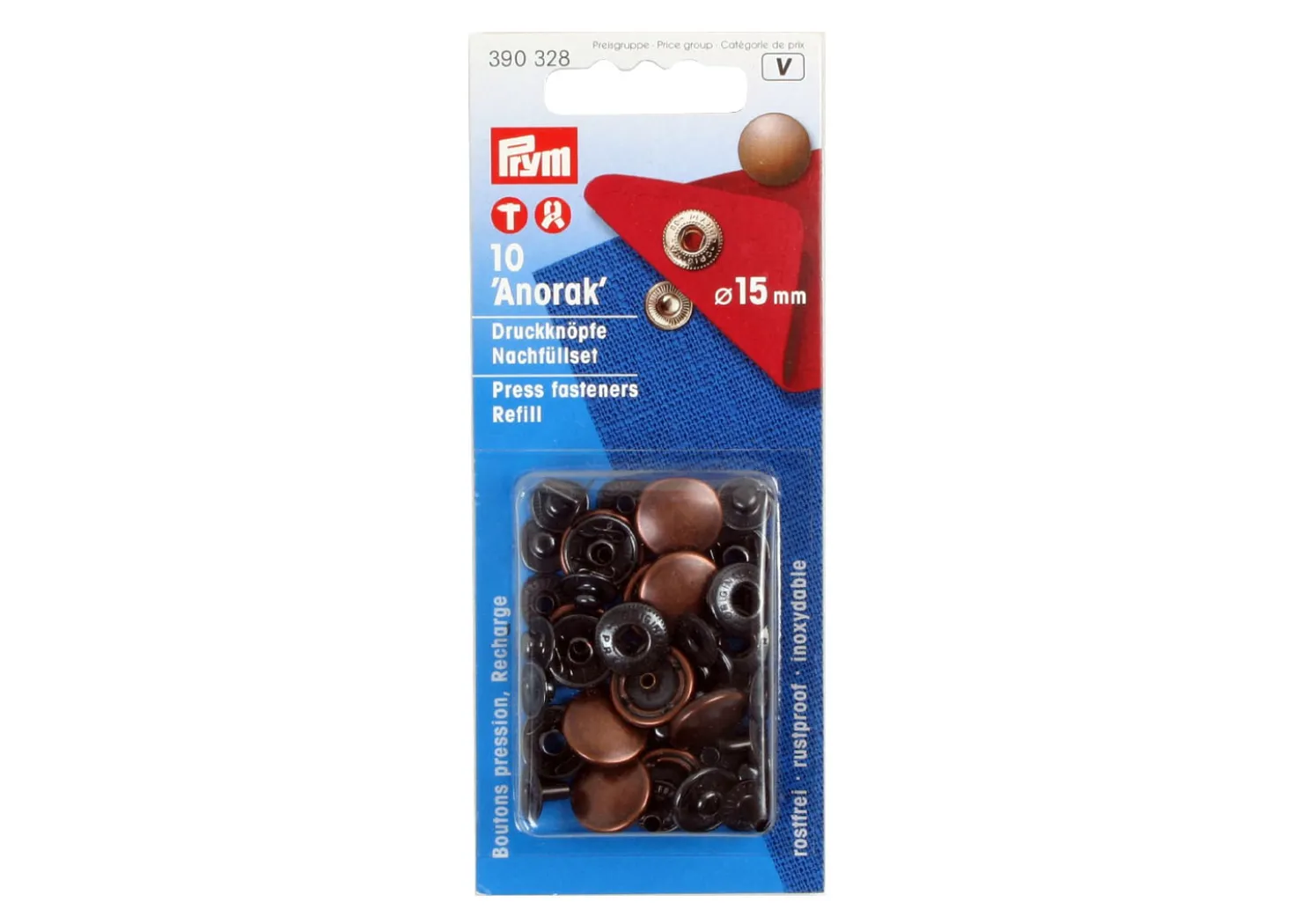 Prym Bottoni a pressione “Anorak” 15 mm Rame