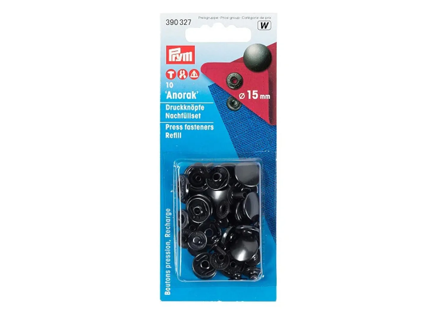 Prym Bottoni a pressione “Anorak” 15 mm neri