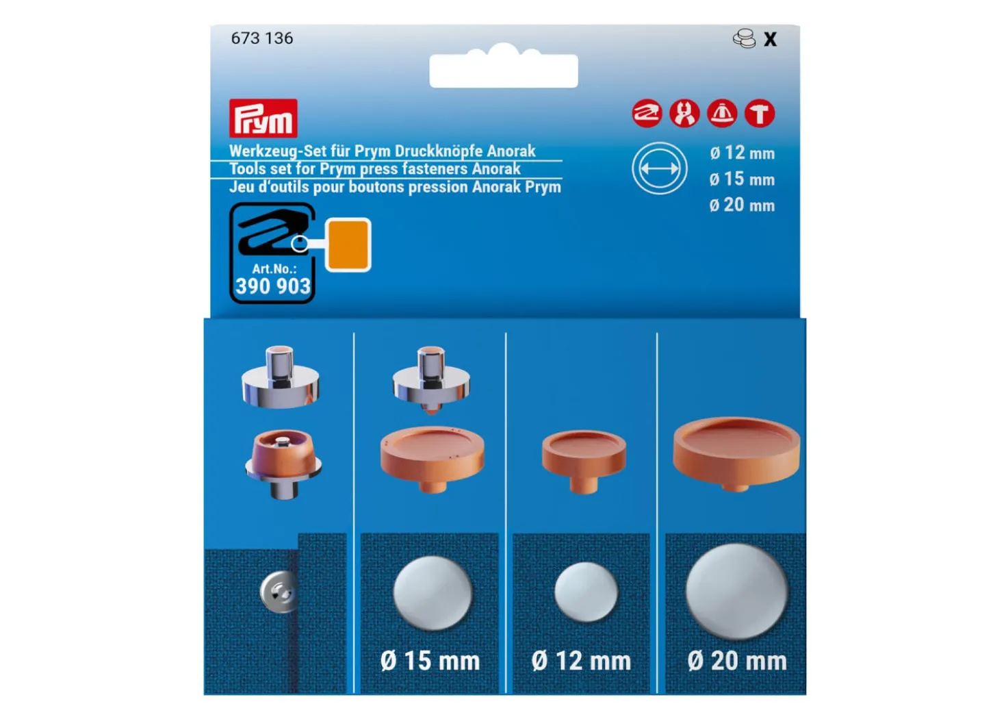 Prym Set di attrezzi per applicare i bottoni a pressione Anorak Prym con Vario Creative Tool