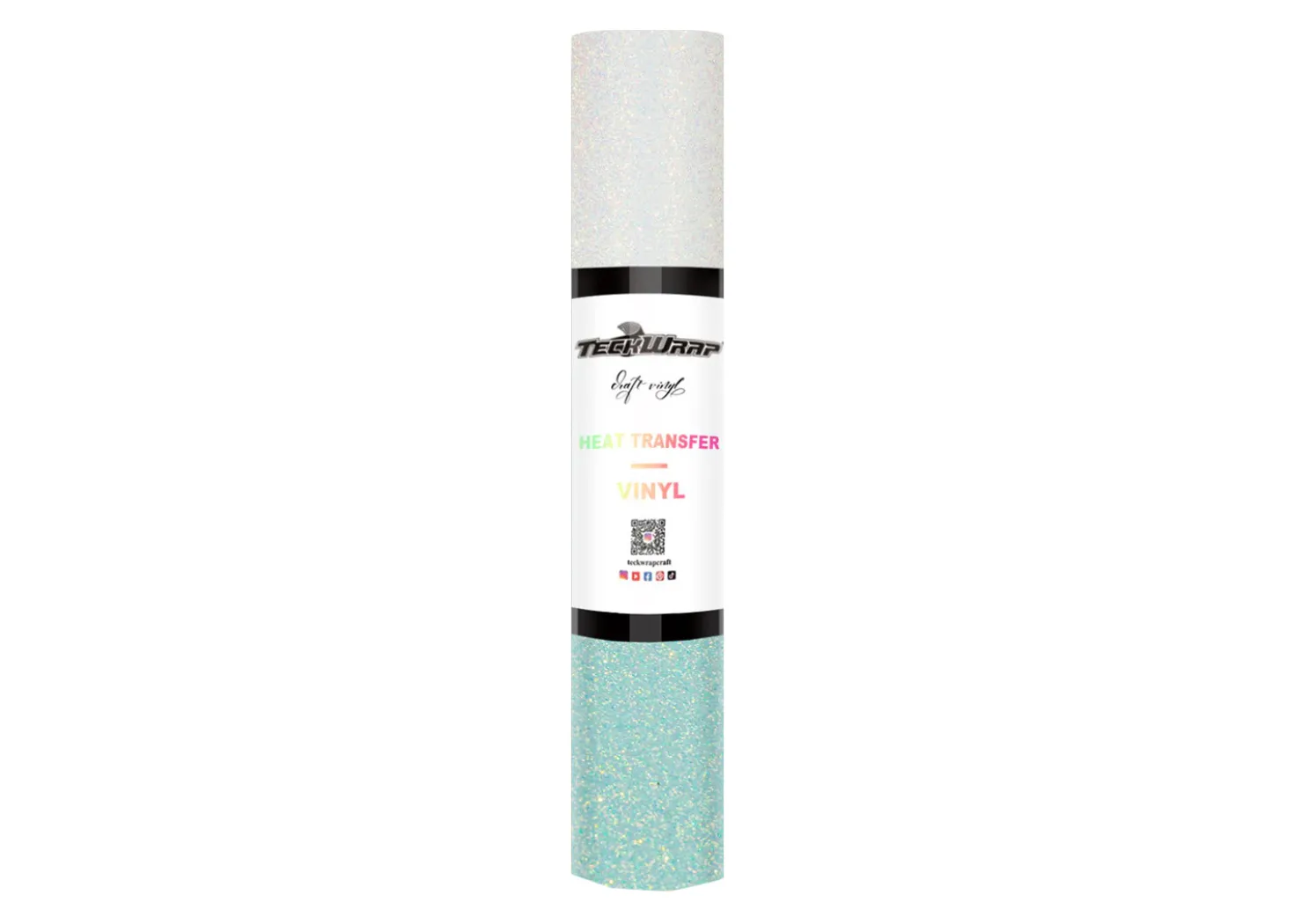 Teckwrap Termoadesivo Cambia Colore Glitter Bianco-Verde Acqua 30,5cmx1,55m
