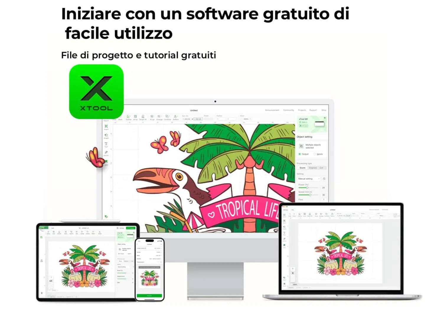 XTool M1 Macchina a Taglio Laser e Plotter da Taglio + Vinile Decorativo per xTool M1 Design “Animali”